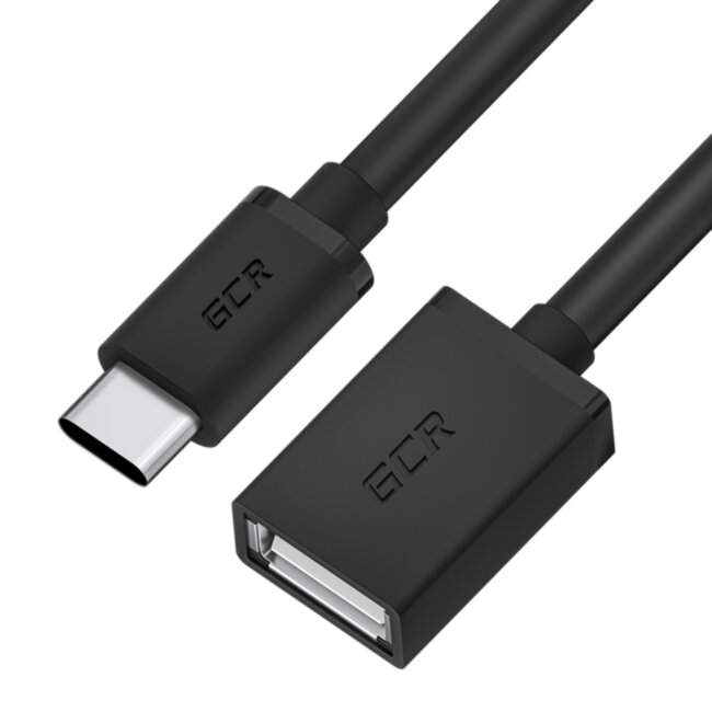 GCR Адаптер переходник OTG 0.15m, CM/AF, черный, 28/28 AWG, экран, армированный, морозостойкий, GCR-UCO1AF-BB2S-0.15m Greenconnect GCR-UCO1AF-BB2S-0.15m