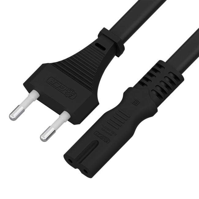 GCR Кабель питания 0.5m, CEE 7/16 / IEC C7, черный, 2*0,5mm, GCR-54291 Greenconnect GCR-54291