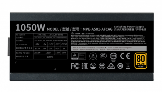 Блок питания 1050 Ватт Cooler Master MWE Gold 1050 - V2 (Full Modular) Блок питания 1050 Ватт Cooler Master MWE Gold 1050 - V2 (Full Modular)