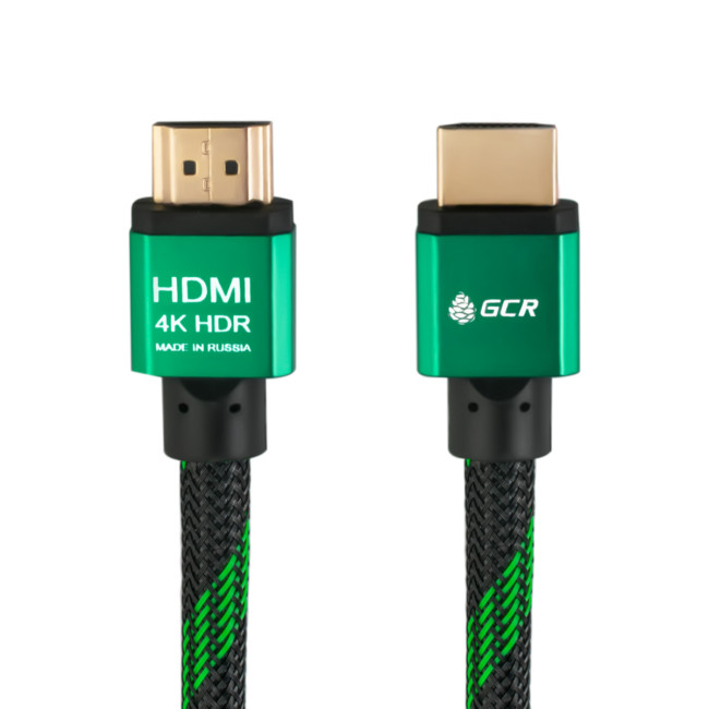 Greenconnect Кабель 1.0m HDMI версия 2.0, HDR 4:2:2, Ultra HD, 4K 60 fps 60Hz/5K*30Hz, 3D, AUDIO, 18.0 Гбит/с, 28/28 AWG, OD7.3mm, тройной экран, BICOLOR нейлон, AL корпус зеленый, GCR-51485 Greenconnect HDMI (m) - HDMI (m) 1м