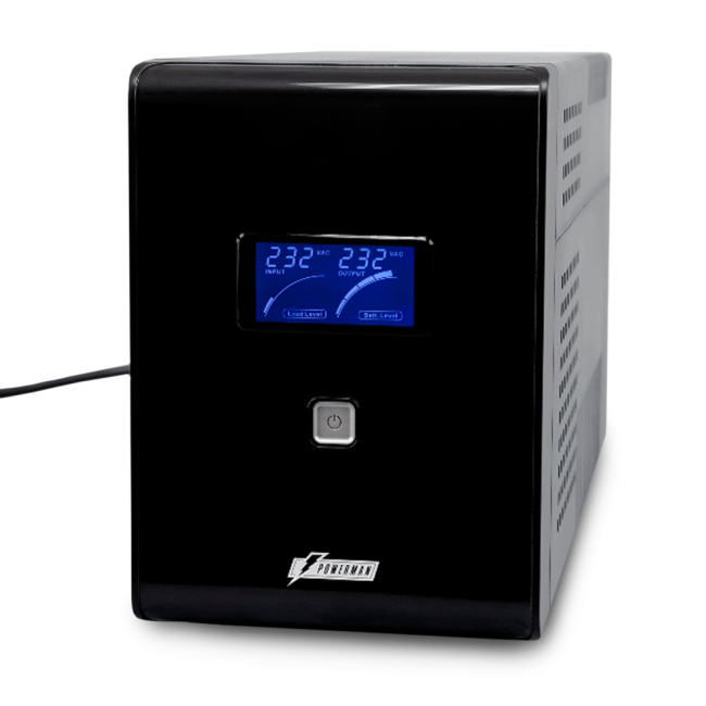 ИБП POWERMAN Smart Sine 1500, LCD, линейно-интерактивный, 1500ВА, 1050Вт,  4 евророзетки с резервным питанием, USB, батарея 12В 9Ач 2 шт., 380мм х 158мм х 198мм, 11.5 кг. UPS Powerman Smart Sine