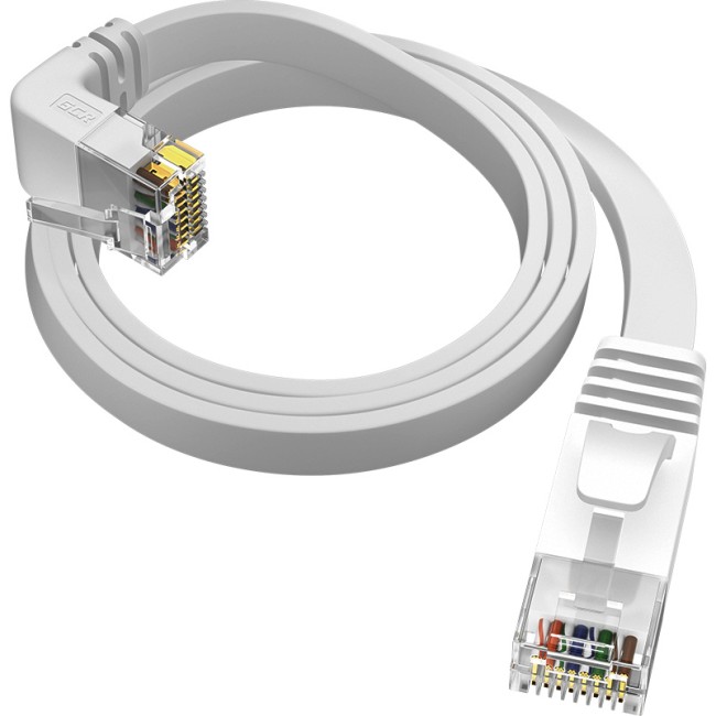 GCR Патч-корд PROF плоский 2.0m, UTP медь кат.6, белый, нижний угол, ethernet high speed 10 Гбит/с, RJ45, T568B Greenconnect GCR-54655 UTP кат.6, 2 м