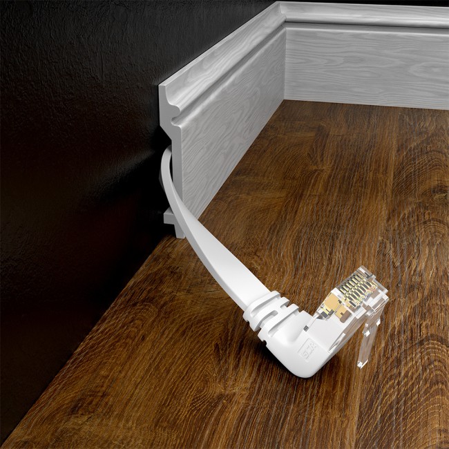 GCR Патч-корд PROF плоский 2.0m, UTP медь кат.6, белый, нижний угол, ethernet high speed 10 Гбит/с, RJ45, T568B Greenconnect GCR-54655 UTP кат.6, 2 м