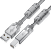 GCR Кабель PROF 3.0m USB 2.0, AM/BM, прозрачный, ферритовые кольца, 28/24 AWG, экран, армированный, морозостойкий, GCR-52424 Greenconnect USB 2.0 Type-AM - USB 2.0 Type-BM 3м