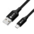GCR QC Кабель 1.0m MicroUSB, быстрая зарядка, черный нейлон, AL корпус черный, черный ПВХ, 28/24 AWG, GCR-52475 Кабель Greenconnect 1 м (GCR-52475)