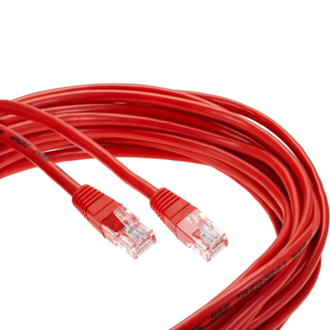 Патчкорд литой "Telecom" UTP кат.5е 10,0м красный VCOM NA102-R-10M Патчкорд литой "Telecom" UTP кат.5е 10,0м красный VCOM NA102-R-10M