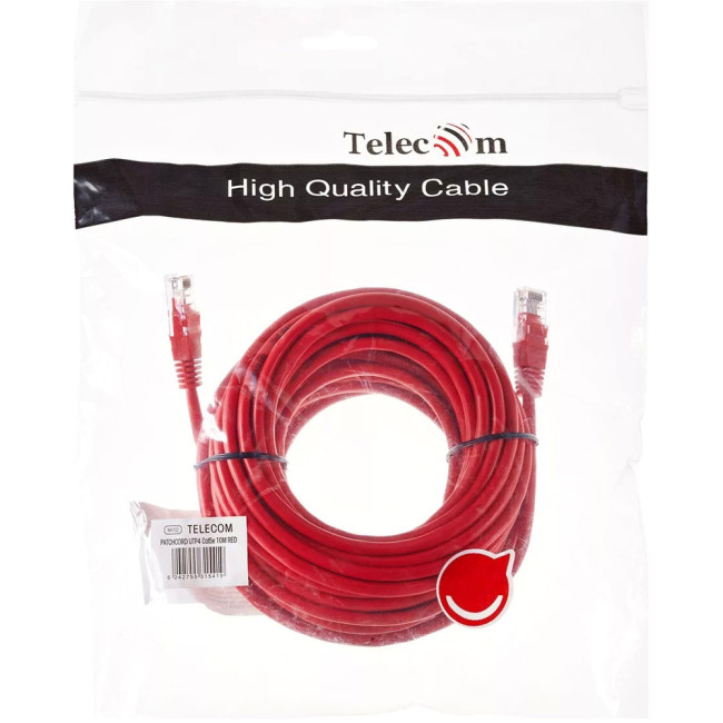Патчкорд литой "Telecom" UTP кат.5е 10,0м красный VCOM NA102-R-10M Патчкорд литой "Telecom" UTP кат.5е 10,0м красный VCOM NA102-R-10M