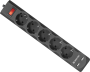 Сетевой фильтр Defender DFS 751 1,8 м, 5 розеток, 2xUSB, 2.1A Defender DFS 751 (1.8 м, 5 розеток)