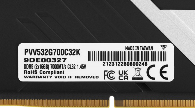 Память DDR5 2x16Gb 7000MHz Patriot PVV532G700C32K Память DDR5 2x16Gb 7000MHz Patriot PVV532G700C32K