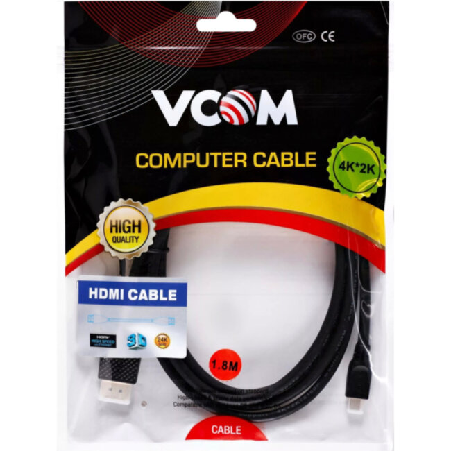 Кабель HDMI-19M --MicroHDMI-19M ver 2.0 1.8m VCOM <CG587-1.8M> VCOM CG587-1.8M