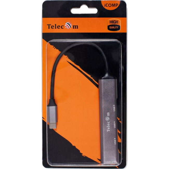 Переходник USB 3.1 Type-C-->USB3.0+3 USB2.0, Aluminum Shell, 0.2м Telecom <TA308C> VCOM TA308C