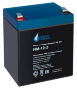 Батарея Парус Электро, стандартная серия HM-12-5, напряжение 12В, емкость 5Ач (разряд 20 часов), макс. ток разряда (5сек) 75А, макс. ток заряда 2А, свинцово-кислотная типа AGM, клеммы F2, ДхШхВ 90х70х101мм., полная высота с клеммами 107мм., вес 1.8кг., ср