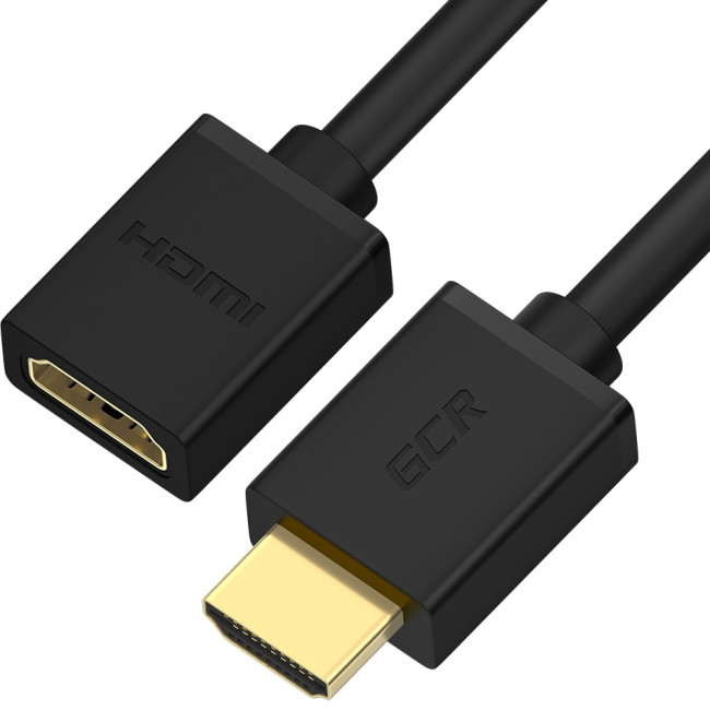 Greenconnect Удлинитель 5.0m v2.0 HDMI-HDMI черный, OD7.3mm, 28/28 AWG, позолоченные контакты, Ethernet 18.0 Гбит/с, 19M / 19F, тройной экран, GCR-51660 Greenconnect GCR-51660