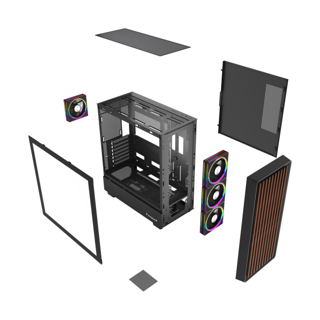 Корпус без блока питания HSPD F760-TGBK-ARGB Корпус без блока питания HSPD F760-TGBK-ARGB