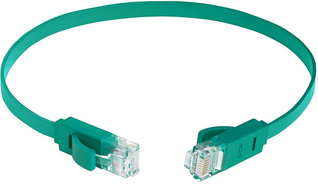Greenconnect Патч-корд PROF плоский прямой 0.5m, UTP медь кат.6, зеленый, 30 AWG, GCR-LNC625-0.5m, ethernet high speed 10 Гбит/с, RJ45, T568B Greenconnect RJ45(m) - RJ45(m) Cat. 6 U/UTP PVC 0.5м зелёный