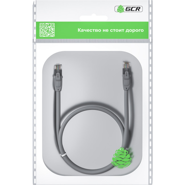 GCR Патч-корд прямой 30.0m UTP кат.6, серый, 24 AWG, литой, ethernet high speed, RJ45, T568B Greenconnect GCR-52600