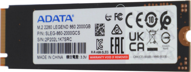 Накопитель SSD ADATA SLEG-860-2000GCS