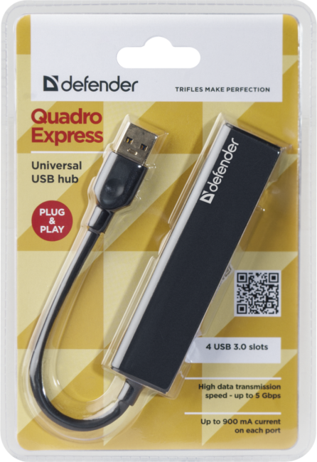 Defender Универсальный USB разветвитель Quadro Express USB3.0, 4 порта Defender Quadro Express USB3.0 Defender Универсальный USB разветвитель Quadro Express USB3.0, 4 порта Defender Quadro Express USB3.0