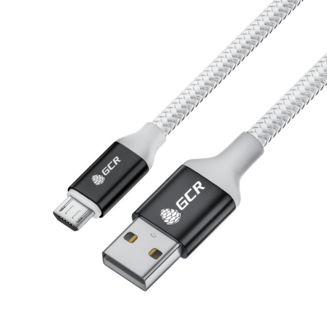 GCR QC Кабель 0.5m MicroUSB, быстрая зарядка, белый нейлон, AL корпус черный, белый ПВХ, 28/24 AWG, GCR-53578 Greenconnect GCR-53578 GCR QC Кабель 0.5m MicroUSB, быстрая зарядка, белый нейлон, AL корпус черный, белый ПВХ, 28/24 AWG, GCR-53578 Greenconnect GCR-53578