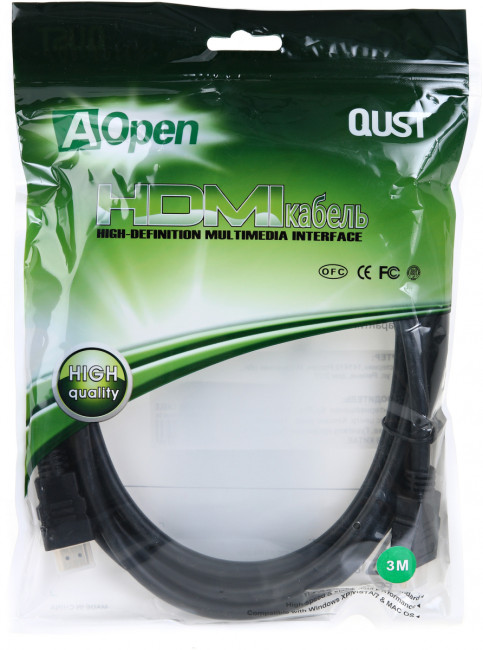 Кабель HDMI 19M/M 1.4V+3D/Ethernet AOpen/Qust <ACG511-3M> 3m AOpen HDMI (m) - HDMI (m) 3м Кабель HDMI 19M/M 1.4V+3D/Ethernet AOpen/Qust <ACG511-3M> 3m AOpen HDMI (m) - HDMI (m) 3м