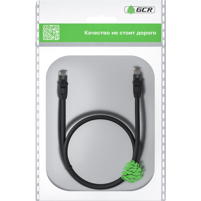 GCR Патч-корд прямой 7.5m UTP кат.6, черный, 24 AWG, ethernet high speed, RJ45, T568B, GCR-52535 Greenconnect GCR-52535