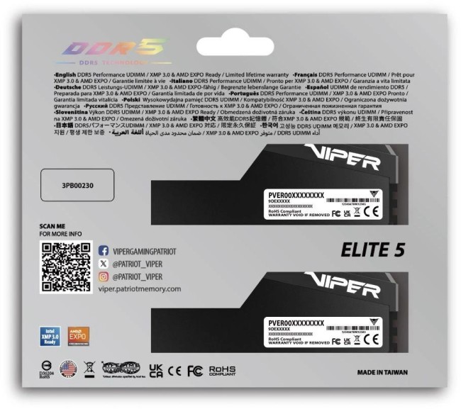 Память DDR5 2x16GB 6000MHz Patriot VEU532G6028K Память DDR5 2x16GB 6000MHz Patriot VEU532G6028K