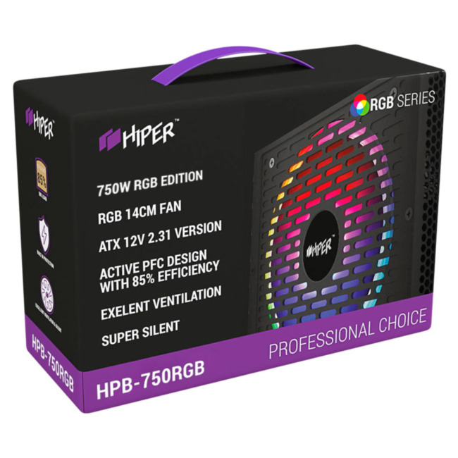 блок питания для ПК 750 Ватт HIPER HPB-750RGB