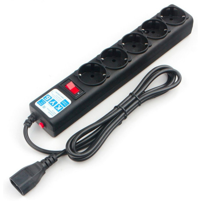 Фильтр-удлинитель Power Cube 0,5 м д/подкл. к UPS (C14), 5 розеток (черный) 10А/2,2кВт Электрическая мануфактура SPG5-B1
