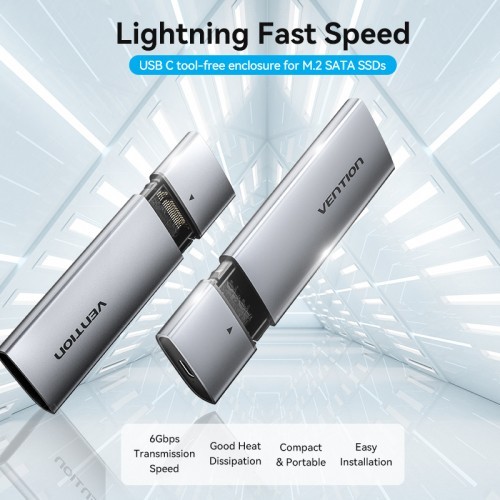 Корпус для SSD Vention USB 3.1 Gen 2-C M.2 NGFF (B-Key/B&M Key) Серый Vention KPFH0