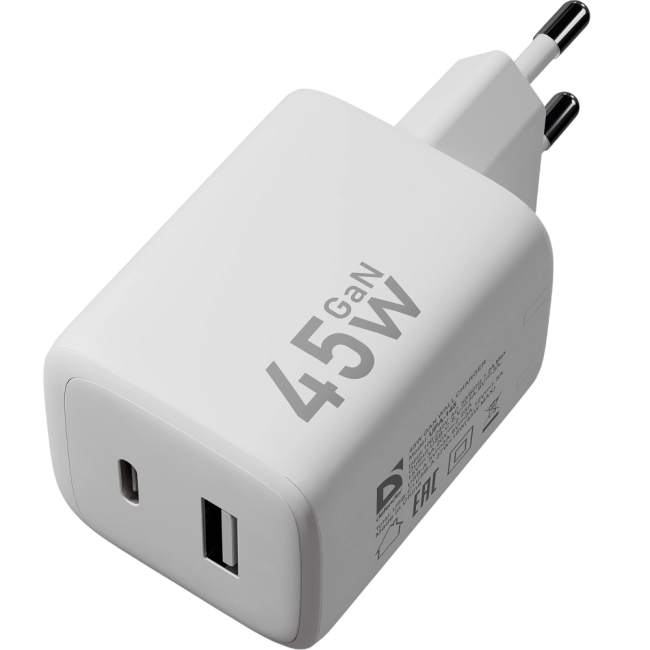 Defender Сетевой адаптер UPA-145 45W, USB A+C, белый Defender 83245