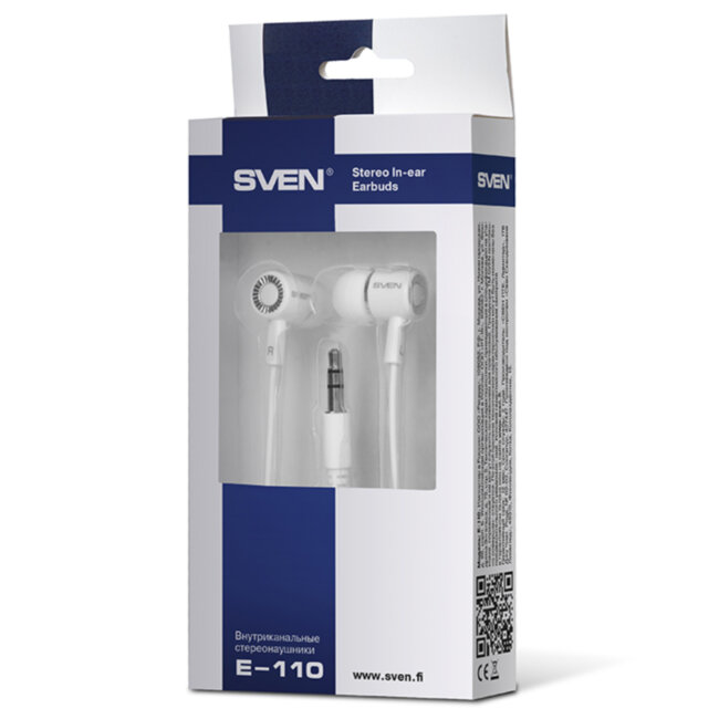 Внутриканальные стереонаушники SVEN E-110, белый Sven E-110