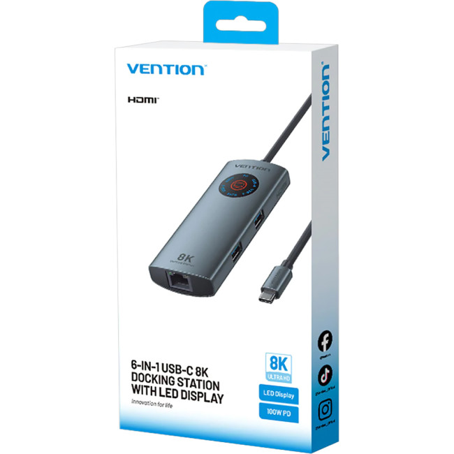 Мультифункциональный хаб Vention USB-C 6 в 1 HDMI 8K Vention TQZHB