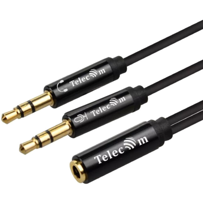 Кабель-адаптер  2*3.5ST(M)/3.5 ST(F), 0.2м, Telecom PRO <TAV205M-0.2M> VCOM TAV205M-0.2M