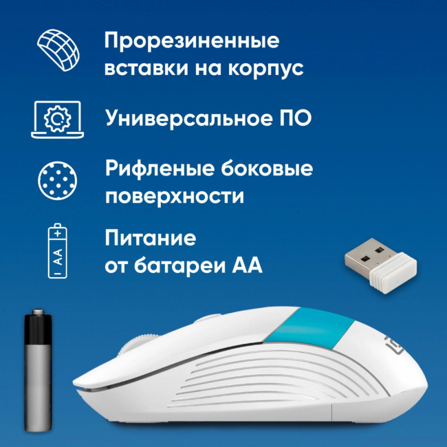 Мышь Oklick 310MW белый/синий оптическая 3200dpi беспров. USB для ноутбука 4but (1869094) Oklick 1869094 Мышь Oklick 310MW белый/синий оптическая 3200dpi беспров. USB для ноутбука 4but (1869094) Oklick 1869094