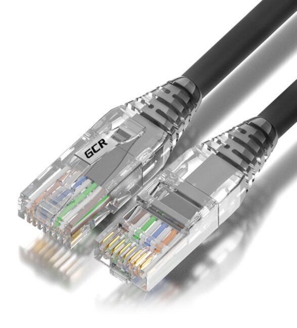 GCR Патч-корд сборный 1.5m  LSZH UTP кат.5e, черный, коннектор прозрачный+ABS колпачок, 24 AWG, ethernet high speed 1 Гбит/с, RJ45, T568B, GCR-52632 Greenconnect RJ45(m) - RJ45(m) Cat. 5e U/UTP LSZH 1.5м