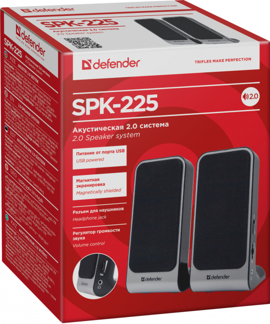 Defender Акустическая 2.0 система SPK-225 4 Вт, питание от USB Defender SPK-225 Defender Акустическая 2.0 система SPK-225 4 Вт, питание от USB Defender SPK-225