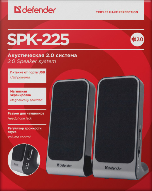 Defender Акустическая 2.0 система SPK-225 4 Вт, питание от USB Defender SPK-225 Defender Акустическая 2.0 система SPK-225 4 Вт, питание от USB Defender SPK-225