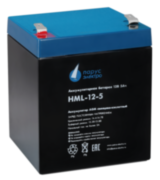 Батарея Парус Электро, профессиональная серия HML-12-5, напряжение 12В, емкость 5.2Ач (разряд 20 часов), макс. ток разряда (5сек) 75А, макс. ток заряда 2А, свинцово-кислотная типа AGM, клеммы F2, ДхШхВ 90х70х101мм., полная высота с клеммами 107мм., вес 1.