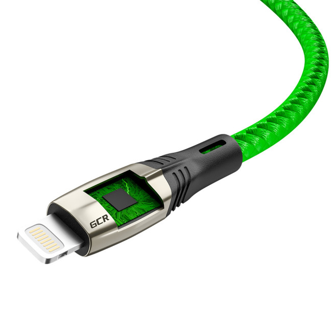GCR Кабель 1.2m для iPhone, iPad, Air,, MFI series MERCEDES, GREEN NYLON, GCR-52784 Greenconnect USB 2.0 Type-AM - Lightning (m) 1.2м