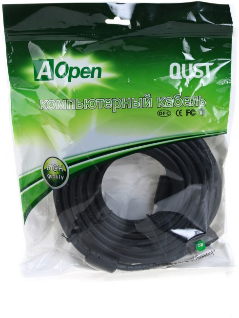 Кабель HDMI 19M/M+2 фильтра 1.4V+3D/Ethernet AOpen/Qust <ACG511D-15M> 15m AOpen HDMI (m) - HDMI (m) 15м