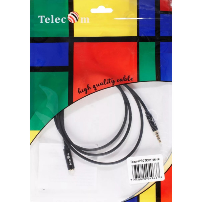 Кабель удлинит 3.5 Jack (M) - 3.5 Jack (F), 1м Telecom PRO <TAV7179M-1M> VCOM TAV7179M-1M