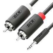 GCR Кабель-переходник аудио 3.0m jack 3,5mm / 2 х RCA , черный, M/M, GCR-51725 GreenConnect GCR-51725