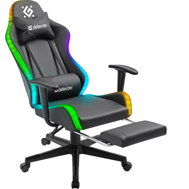 Defender Игровое кресло Watcher Черный,подсветка,полиуретан Defender 64334 Defender Игровое кресло Watcher Черный,подсветка,полиуретан Defender 64334