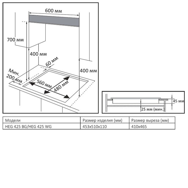 Газовая варочная панель EVELUX EVELUX HEG 425 WG