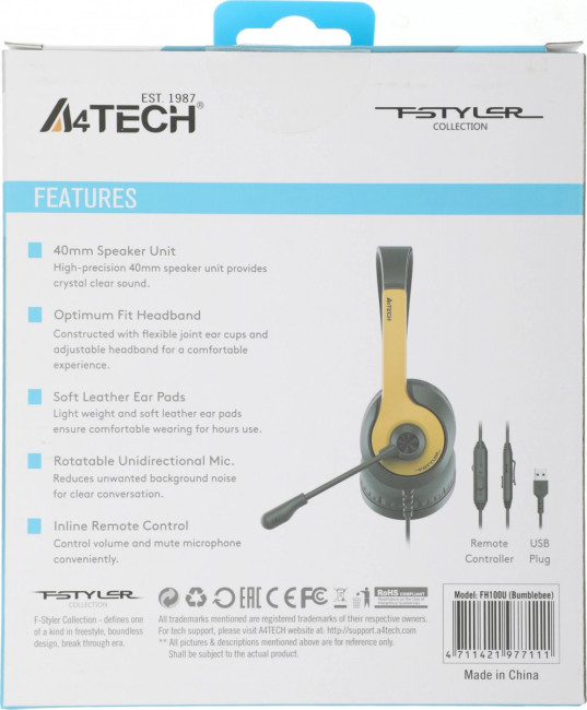 Наушники с микрофоном A4Tech FH100U (BUMBLEBEE)