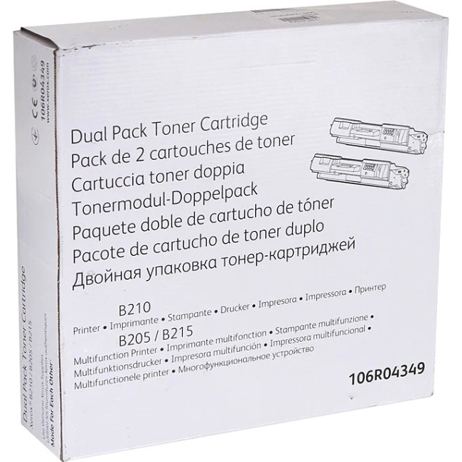 Двойная упаковка тонер-картриджей B205/210/215, 6K Xerox 106R04349