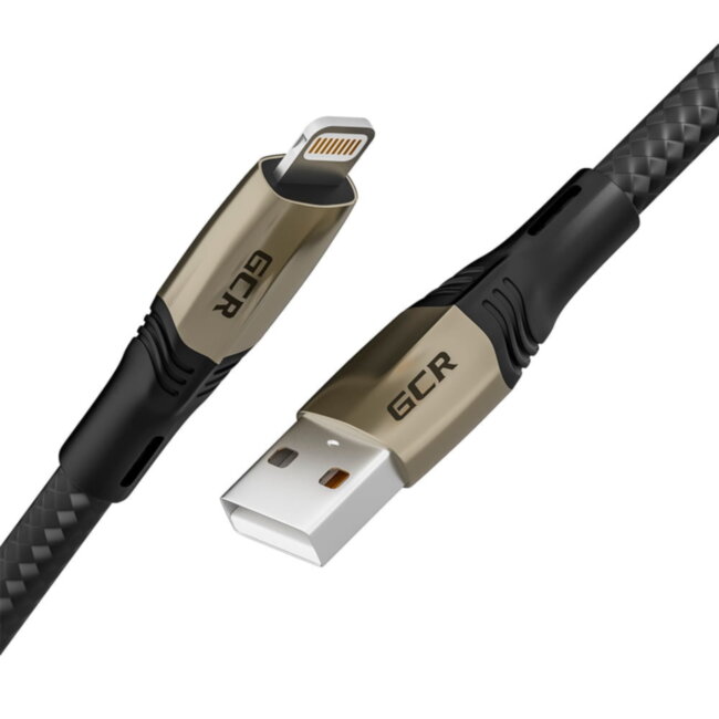 Greenconnect Кабель 1.7m для iPod, iPhone, iPad series MERCEDES, BLACK NYLON, быстрая зарядка, MFI, GCR-52003 Greenconnect  USB 2.0 Type-AM - Lightning (m) 1.7м