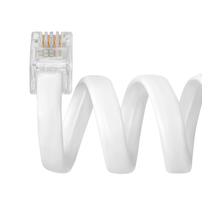 GCR Телефонный шнур витой для трубки  1.0m, RJ9 4P4C (джек) белый, GCR-53088 Greenconnect RJ9 - RJ9 1м