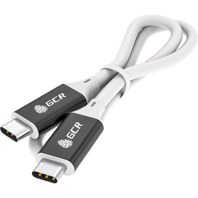 GCR Кабель USB 3.1 Type C-С  1.0m белый, 100W/20V/5A, M/M, TPE, AL сase черный, белый ПВХ, экран, армированный, GCR-50866 Кабель Greenconnect 1 м (GCR-50866)