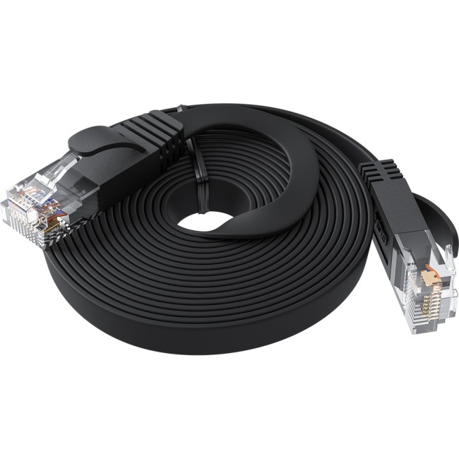 GCR Патч-корд 7.5m PROF плоский прямой кат.7 ethernet, медь, черный, RJ45, T568B, GCR-53179 Greenconnect GCR-53179 кат.7, 7.5 м